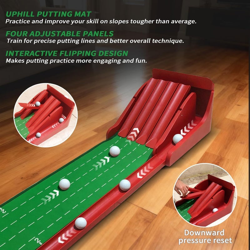 Crestgolf Golf Putting Mat with Fun 4 Flips for Uphill Putting Function | Challenge Golf Game Putting Green | Perfect Your Putting Skills for Home, Office, or Indoor & Outdoor Use - Image 2